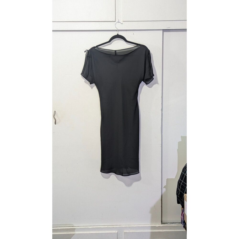 Shear Black Cover Up Split Sleeve Slip On Dress sz. M